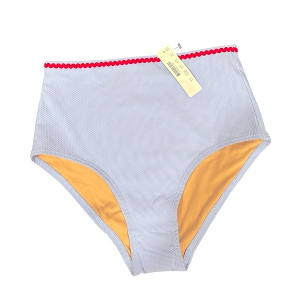 J.Crew periwinkle highrise full coverage swim bottom Rick Rack Trim red trim XXS - Picture 2 of 9